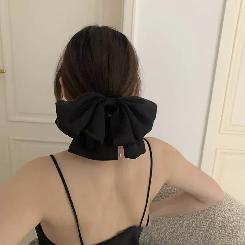 Pasador de pelo con lazo para niña y mujer, cinta negra de alta calidad, elegante, moda coreana, accesorios para el cabello