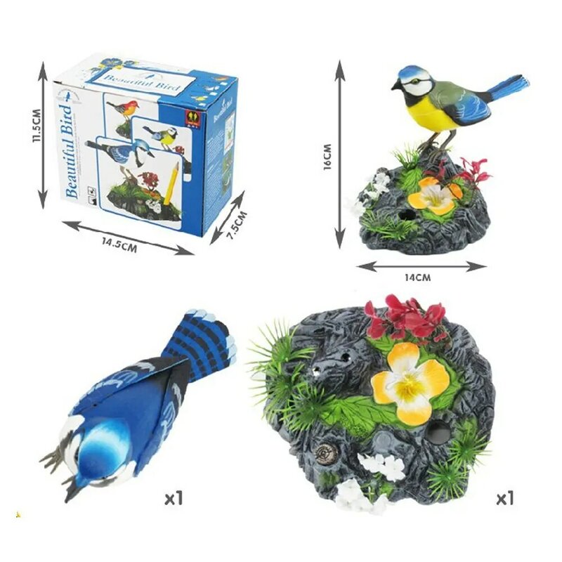 Simulation Singing Bird in Stump, Control Electronic Pet Toy, Home