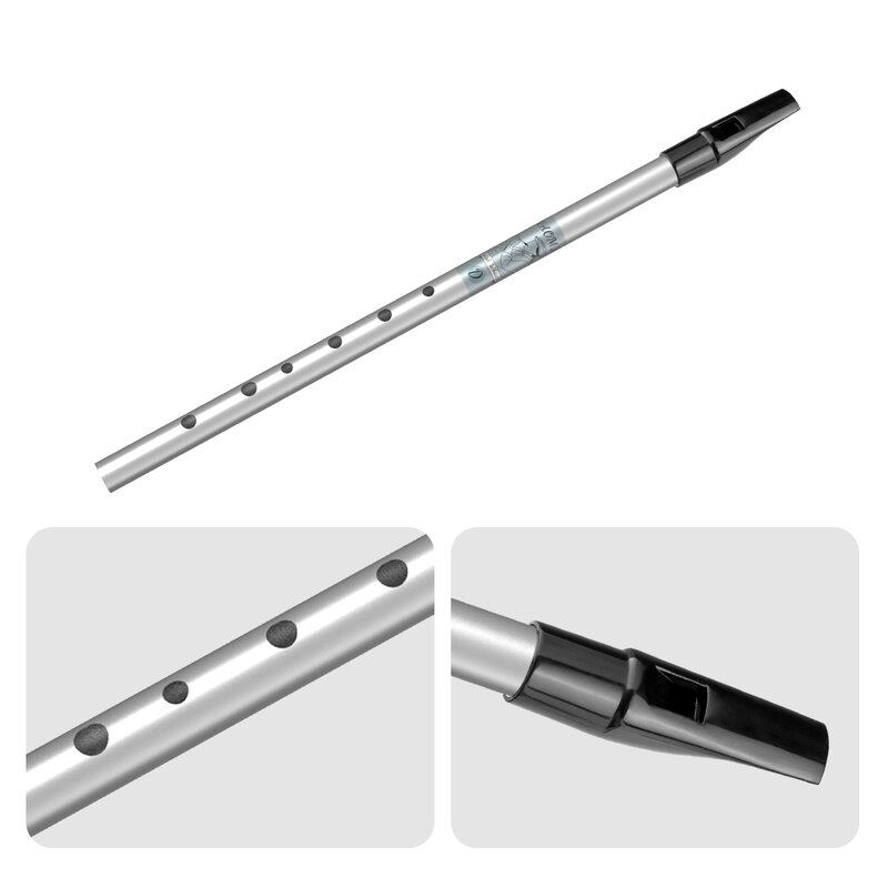 Flauta de aleación de 6 agujeros para llaves C & D, silbato irlandés, instrumento Musical, silbato de estaño de aleación de aluminio, accesorios de flauta