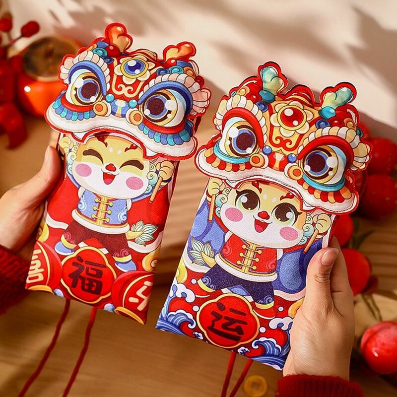 2024Chinese 3D Panda Red Packet Spring Festival Special Cloth Red Envelope Dragon Backpack Full Moon Gift Child New Year Red Bag