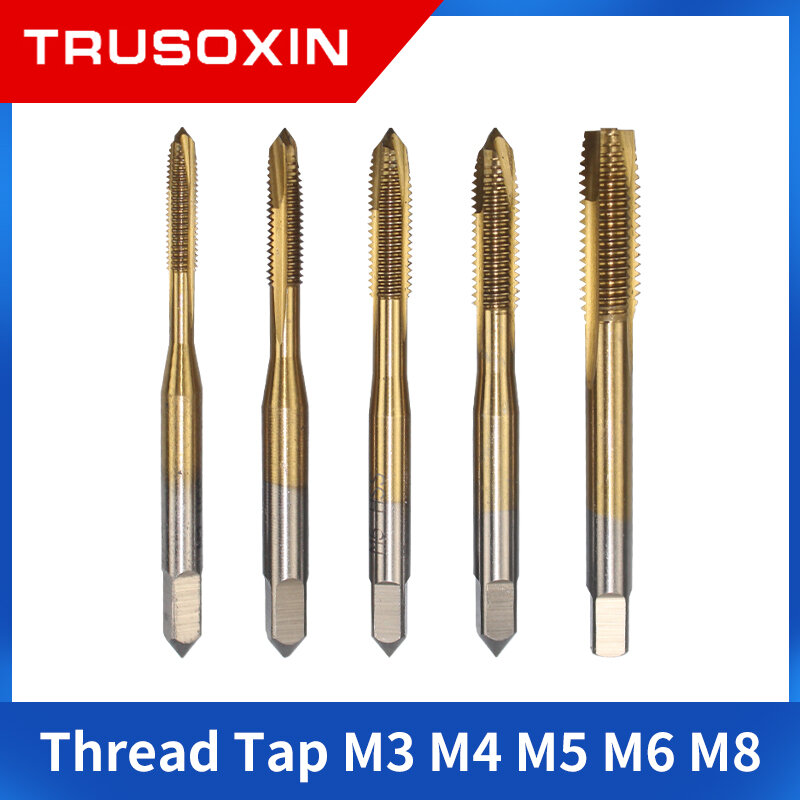Draad Tap 5Pcs M3 M4 M5 M6 M8 Metric Tap Kit Sprial Boor Threading Gereedschap Hss Staal 6542 schroef Tap