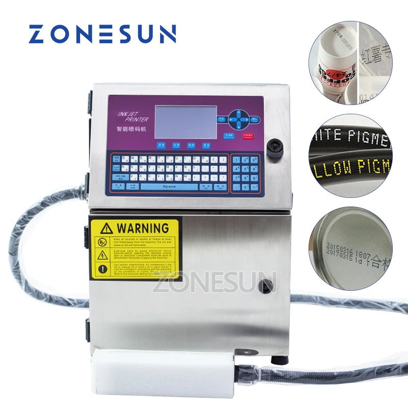 ZONESUN-impresora de inyección de tinta, máquina de impresión de código Digital, vidrio, Metal, acero, plástico, PVC, número de lote, marca de logotipo, codificación de Fecha