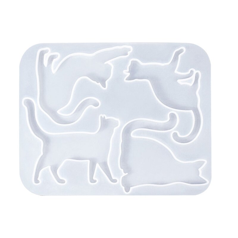 E0BF-molde para broche silicona con dibujos animados 3D gato, accesorio artesanal resina epoxi para colgante, joyería,