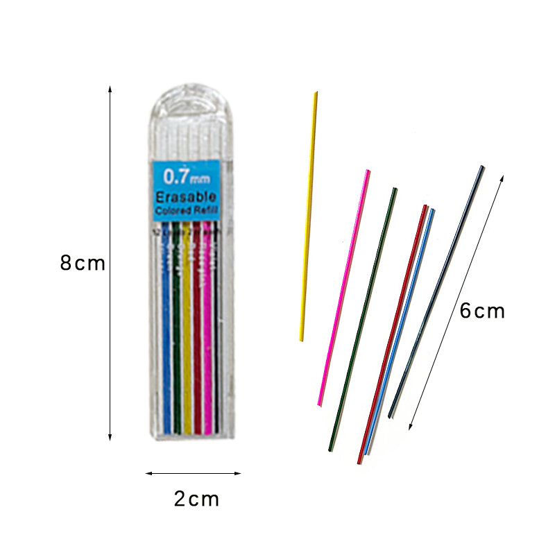 Ensemble de crayons mécaniques en métal, 0.7mm, recharge de plomb coloré 2B, crayon automatique pour peinture artistique, croquis scolaire, fournitures de papeterie de bureau