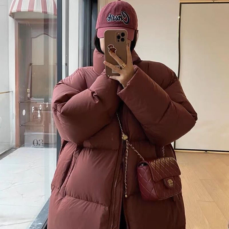 Women's Casual Basic Long Sleeve Oversized Single Breasted Parkas 2023 Autumn Winter Outerwear Jacket Red Warm Solid Coat