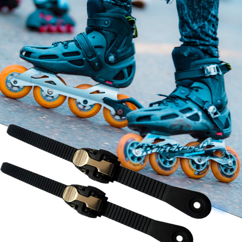 Roller Skate Shoes Fivela com Correia de Fixação, Profissional, Comprimento ajustável, Liga, Fácil Instalação, Acessórios Belt, 2pcs