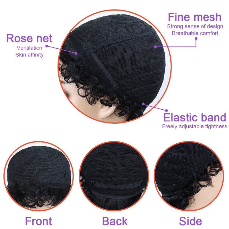 Perucas de cabelo humano de remy brasileiro perucas afro encaracolado perucas para preto mulher completa máquina feita barato perucas cor preta sem laço
