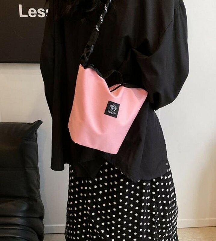 Bolsa de balde leve para mulheres, elegante e casual, pano Oxford, bolsa de deslocamento para celular, bolsa de ombro de estudante