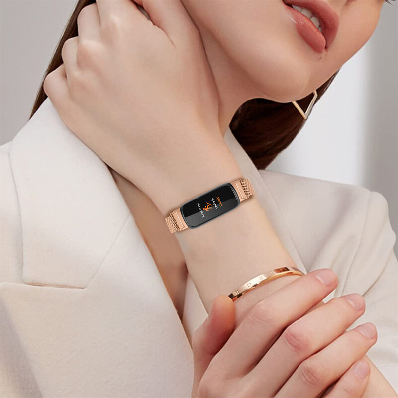 Gelang magnetik untuk Fitbit inspirasi 3 Wanita Pria, gelang jam tangan jala lingkaran untuk Fitbit inspirasi 3