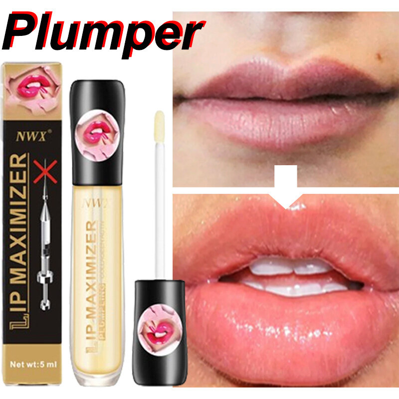 Instantâneo Volumising Lip Plumper Serum, Sexy Lip Oil Gloss, Longa Duração Hidratante, Reduzir Linhas Finas, Remover Pele Morta, Cuidados de Maquiagem