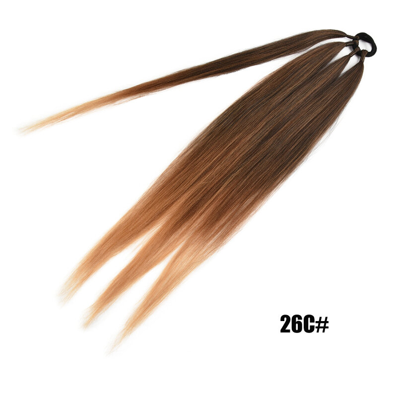 Ponytail Extensions Synthetic Boxing Braids Wrap Around Chignon Tail With Rubber Band Hair Ring 26 Inch Brown Ombre Braid DIY