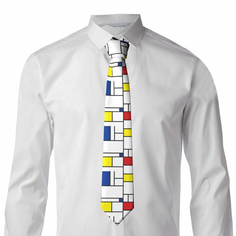 Corbatas modernas minimalistas de Mondrian para hombres, corbata de cuello de boda a cuadros, arte de seda personalizado, Color