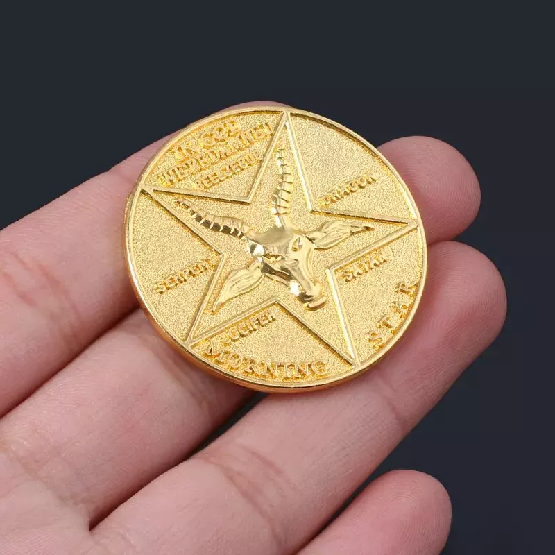 Lucifer Morning Star satánico Pentecostal Coin Cosplay disfraz Props TV Show insignia conmemorativa Halloween accesorios de Metal