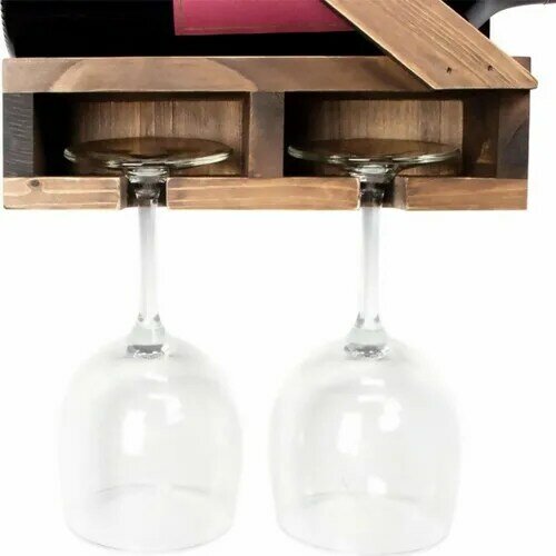 W & S Woodysharky-estante de madera maciza para vino, estante de vidrio, estante de pared, hbcv00005umv1