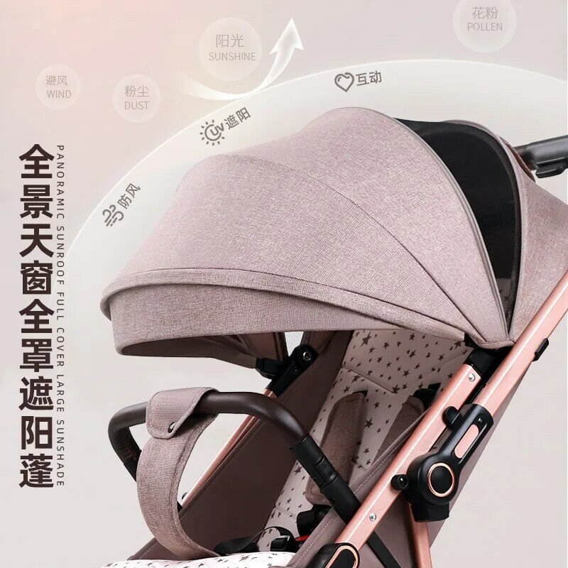 Wheelbarrow baby stroller two-way high landscape light can sit on the shock absorber button folding children's stroller