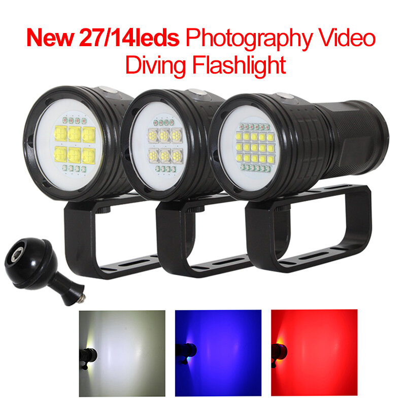 Lanterna de mergulho LED para fotografia, vídeo luz, tocha subaquática, lâmpada tática, impermeável, XM, L2, XHP70, XHP90, 100m, 18650