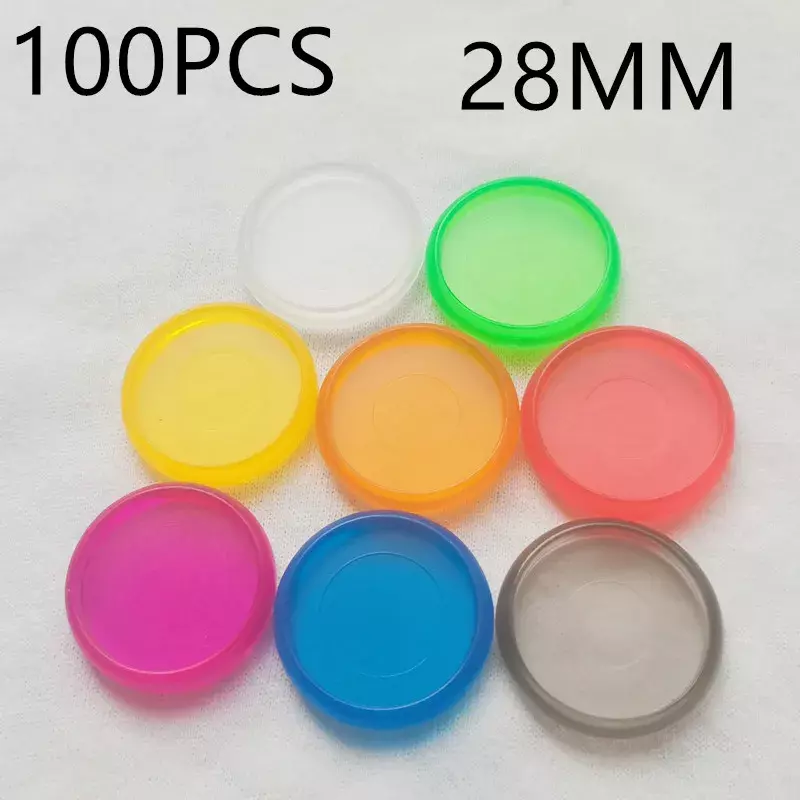 100 buah 28mm baru transparan warna jeli cincin pengikat padat gesper beku plastik lubang jamur cincin pengikat DIY pengikat