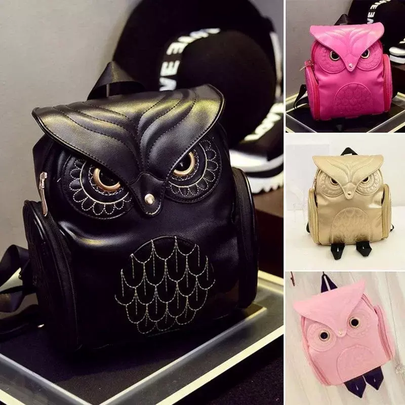 Owl Backpack Women's New PU Personalized Small Backpack Korean Version Trendy Travel Bag Student Backpack