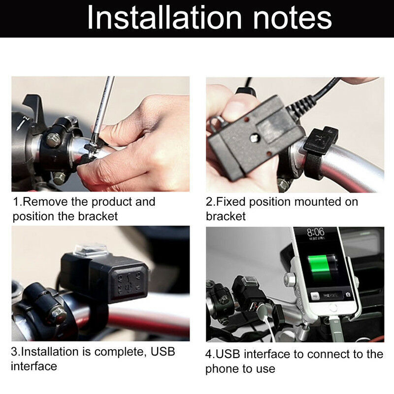 Universal Motorcycle Handlebar Charger Dual USB Port 12V Waterproof Motorbike 5V 1A/2.1A Adapter Power Supply Socket for Phone