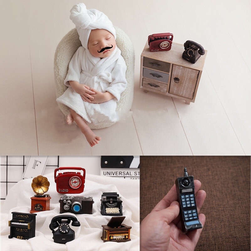 Retro Props Fotografia para o bebê recém-nascido, Camera Mini Fotografia Acessórios, Resina Mobiliário Artigo