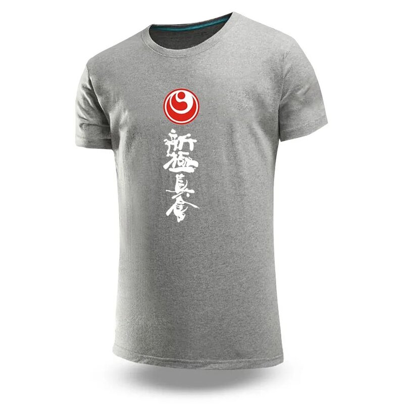 Karatê Kyokushin masculino camiseta com gola redonda, alta qualidade, confortável, normal, tops de manga curta, estampada casual, verão
