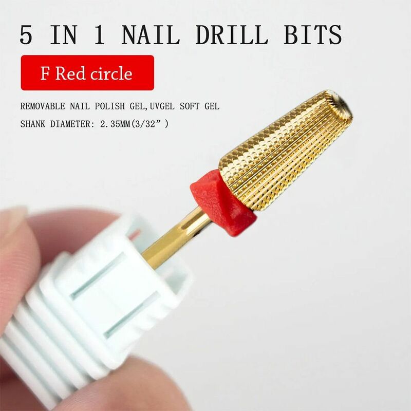 Tungsten Steel Nail Drill Bits Beauty Cuticle Clean Pedicure Milling Cutter 5 in 1 Remove Nail Polish
