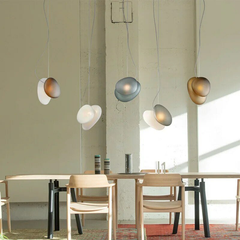 Nordic Creative Cobblestone Art Decor Lamp Bedroom Bedside Dining Room Luminaire Led Pendant Lamps Modern Simple Glass Lights