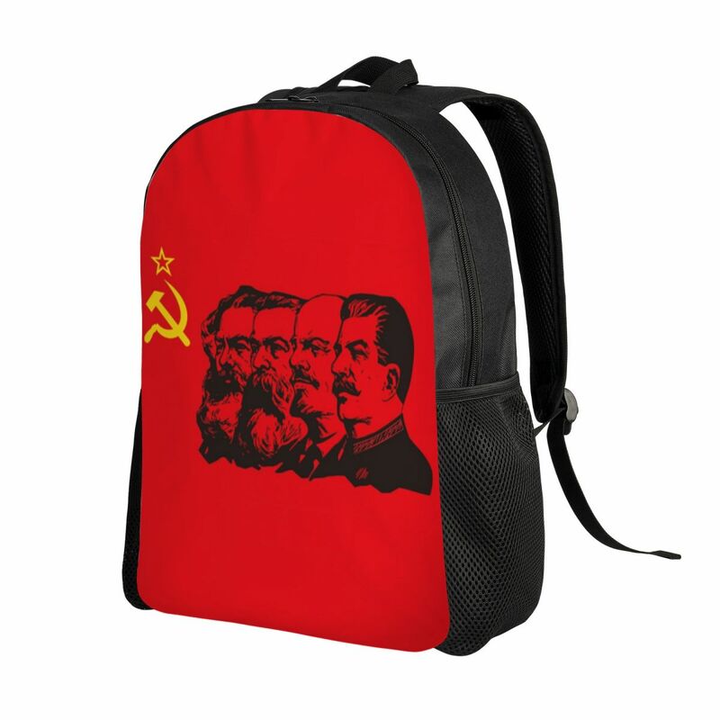 Soviet Flag、marx engels、lenin、Sol in、Satin、Schools、Student、cccp、ussr、Fashion用のソフィエットフラッグ付きラップトップバックパック
