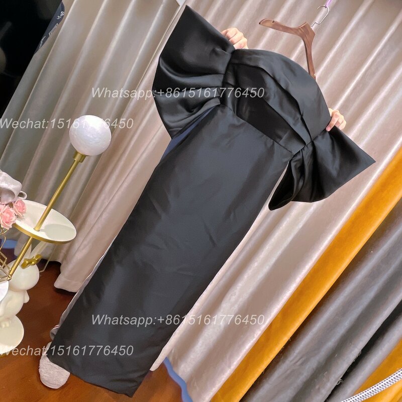 Современное прямое вечернее платье с открытыми плечами, прямые платья с пышными короткими рукавами для официальной вечеринки, платье до щиколотки с разрезом сзади для выпускного вечера