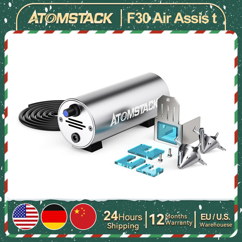 ATOMSTACK-Système d'air F30 pour machine de découpe laser, flux d'air élevé, accessoires assistés par air, élimine la fumée et la poussière, 10-30L/min