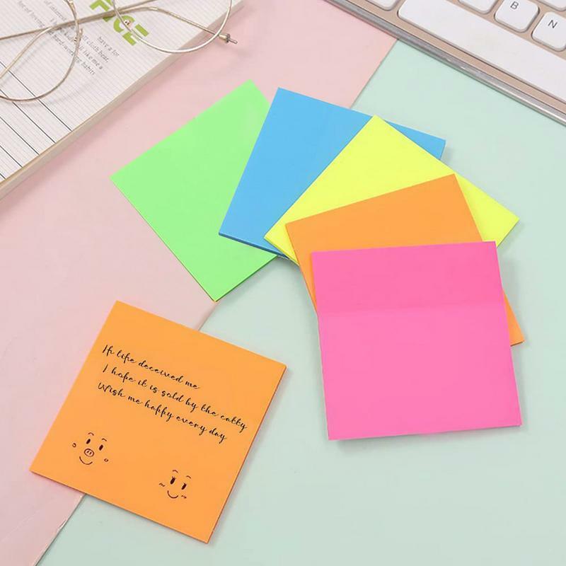 Clear Sticky Notes Transparent PET Post Notes Self-Stick Note Pads 3 X 3 Inches 5 Assorted Colors School Office Supplies