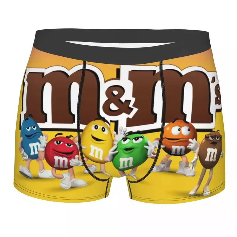 M&M's Chocolate Underwear Męskie drukowane niestandardowe śmieszne cukierki Meme bokserki majtki figi oddychające kalesony nowość bokserki