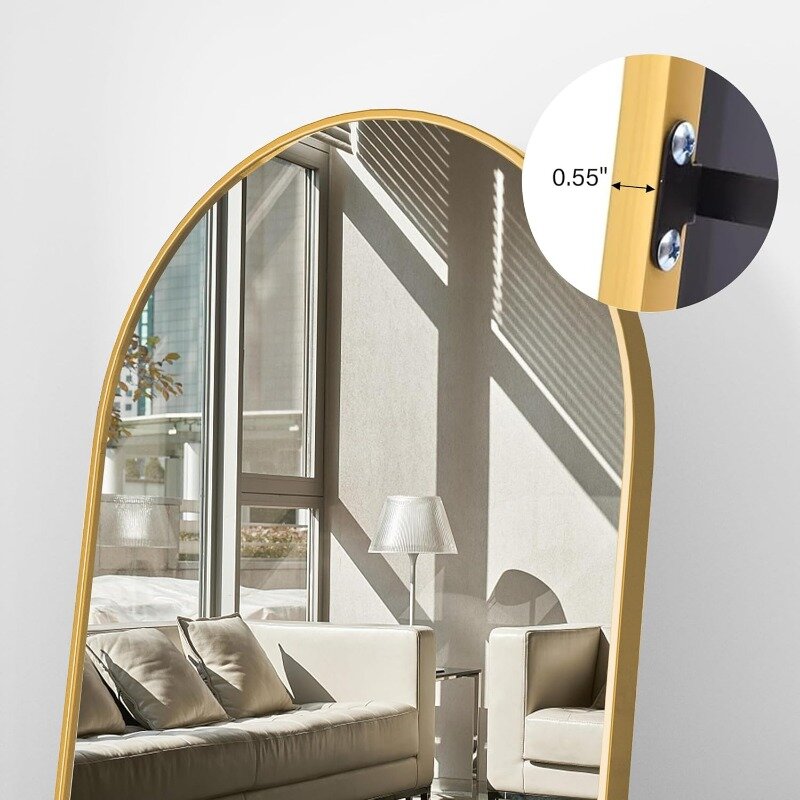 Arched Floor Length Mirror,71"x30" Oversized Standing Mirror, Hanging or Leaning Against Wall Mounted Mirror,with Aluminum Frame