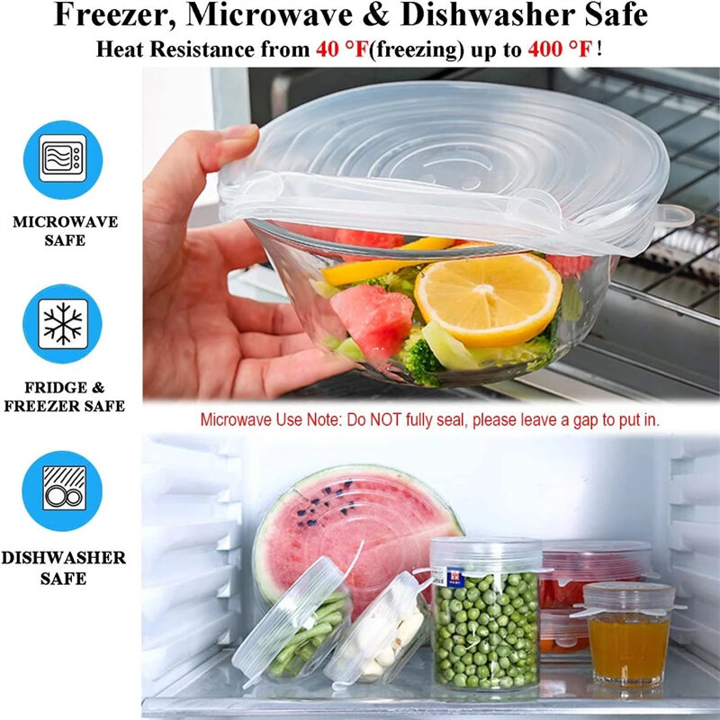 Silicone Stretch Lids Reusable Airtight Food Wrap Covers Keeping Fresh Seal Bowl Stretchy Wrap Cover Durable Food Storage Cover