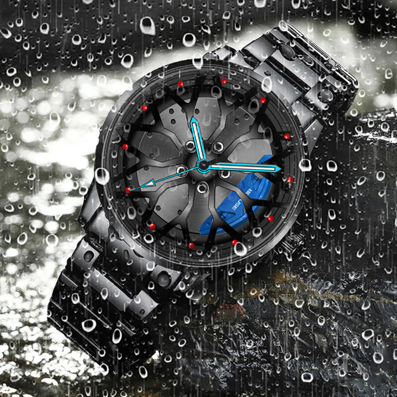 นาฬิกากันน้ำผู้ชายชุบสูญญากาศสายคล้องล้อกระทะล้อออกแบบกีฬา Quartz Mens นาฬิกา Dropshipping Reloj Hombre 2022