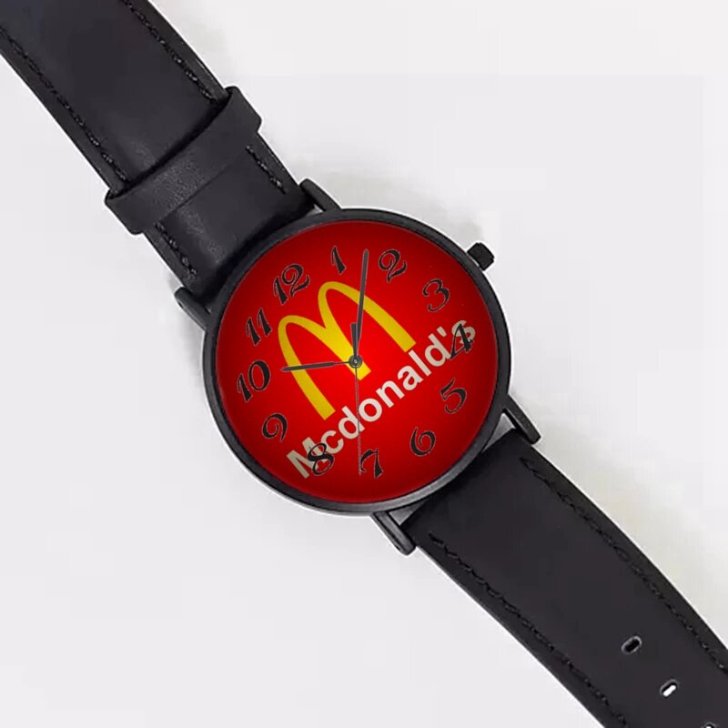 جديد كل جلد أسود الطعام العلامة التجارية الرقمية كوارتز ساعة اليد خمر نمط هدايا للرجال والنساء