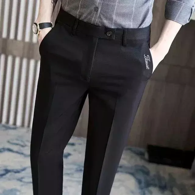 Modne nowe spodnie golfowe męskie spodnie garniturowe na co dzień oddychające proste spodnie męskie spodnie biznesowe