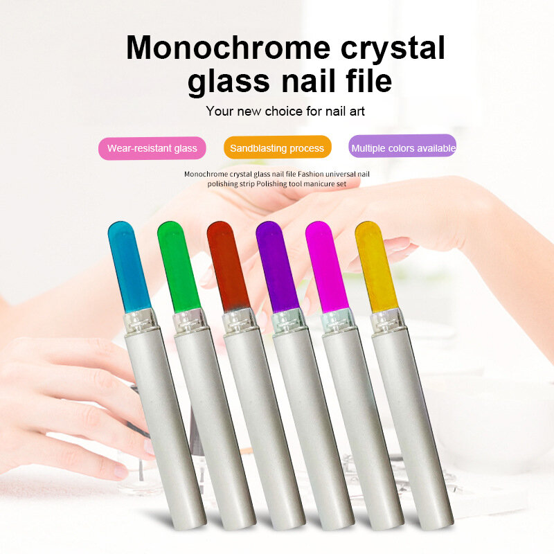 Lima de uñas de cristal para uñas naturales, fácil de usar, acabado suave portátil, brillante y colorido, de 1 a 10 piezas
