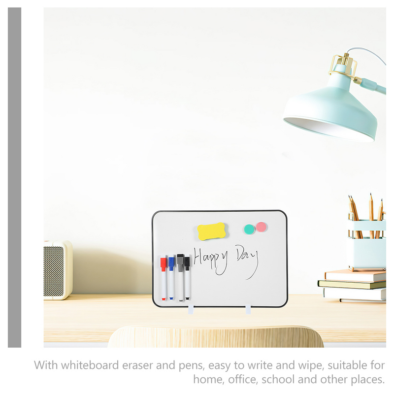 Papan pesan dan catatan kantor kulkas Mini penghapus magnetis papan putih plastik kering untuk meja Desktop kalender kulkas