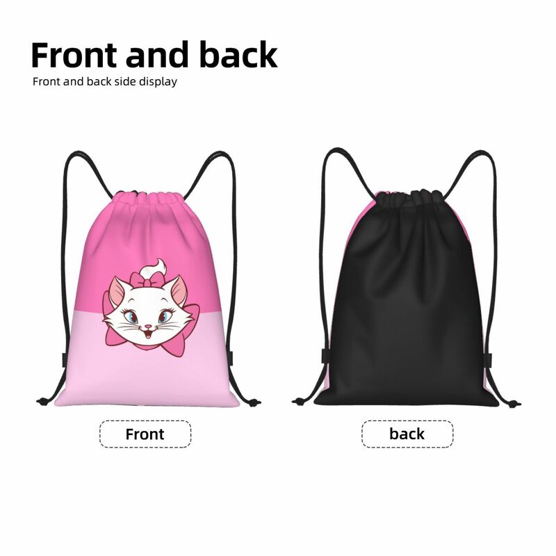 Ransel olahraga tali serut Marie kustom tas Gym untuk pria wanita belanja Manga kucing Sackpack
