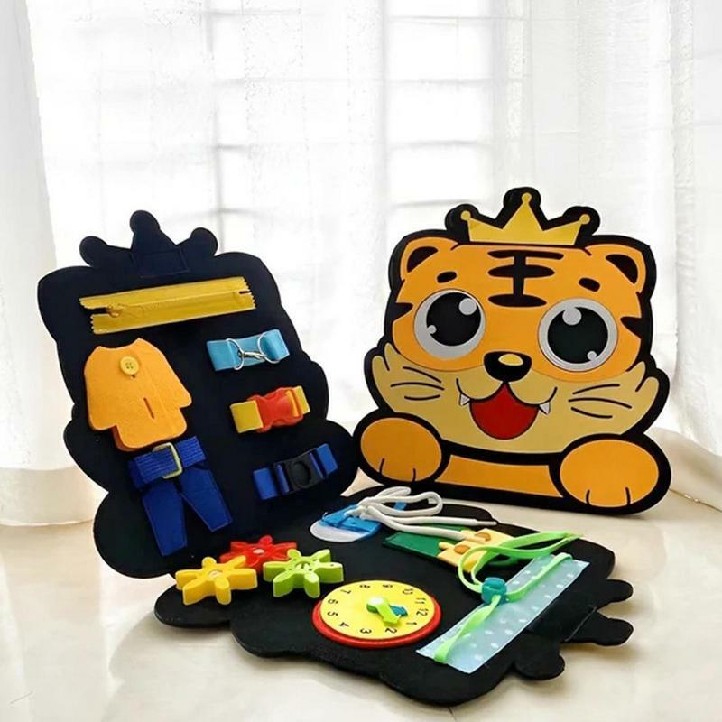 Tablero sensorial Montessori Dino Busy-Board, juguete educativo de viaje, actividades preescolares para aprender habilidades motoras finas para niños pequeños