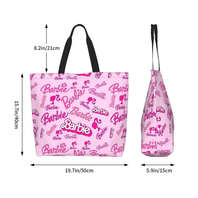 Stylish Unisex Barbie Logo Merch Grocery Bag Large Capacity Handbag