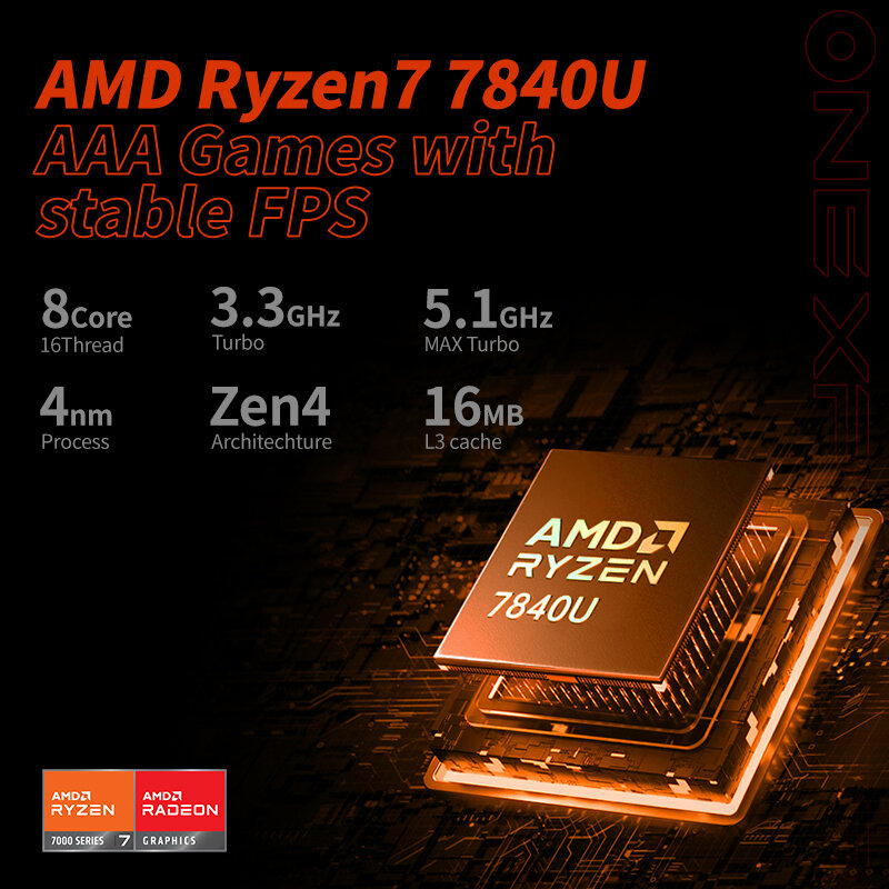 Consola de jogos para PC, AMD Ryzen 7 7840U, 8.4 ", 2.5K, 32GB, 1TB, 2TB, SSD, WiFi, 6E, Tablet portátil