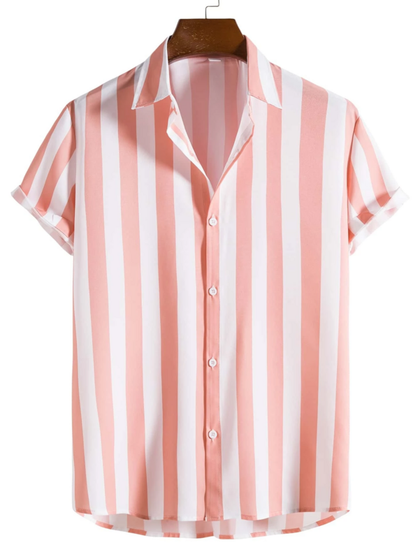 Koszula męska letnie ubrania w pionowe paski graficzne koszule z nadrukiem 3D z krótkim rękawem Streetwear luźne hawajskie koszule na co dzień