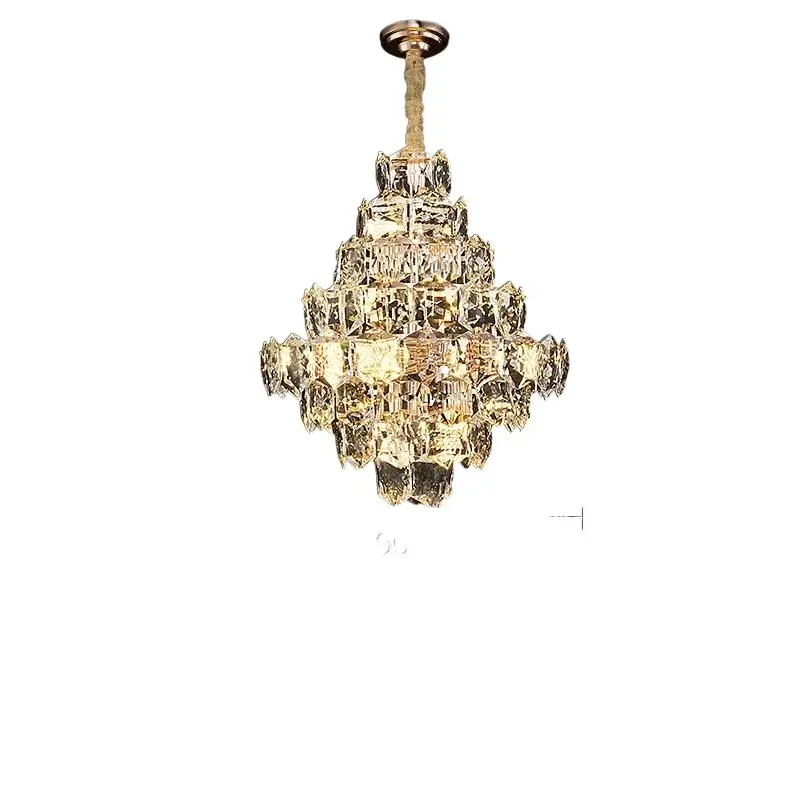 LED crystal chandelier, American style for living room, round/long, height adjustable, restaurant minimalist chandelier.