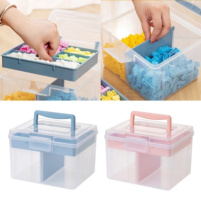 Clear Craft Stackable Storage Box with Storage Tray Plastic Mulitpurpose Storage Container for Storing Organizing Toy G6KA