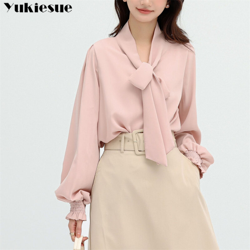 Elegant OL offical chiffon bow Women's summer blouses casual woman tops women shirt blouse blusas blusa top female mujer