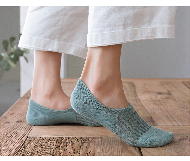 3Pairs/Set Women Silicone Non-slip Invisible Socks Summer Mesh Low Cut Short Boat Sock Female Cotton No show Slipper Socks