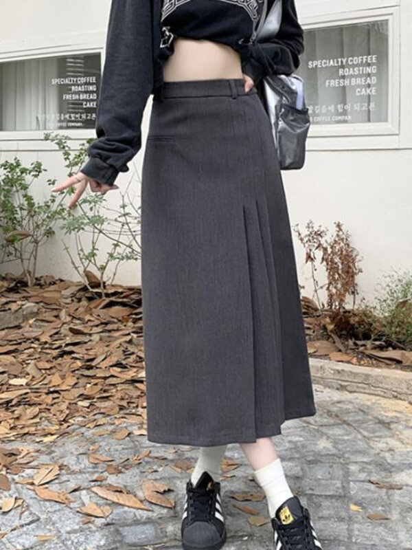 S-5XL Röcke Frauen Vintage Midi Temperament unregelmäßige Mode hohe Taille England Stil klassische Büro Dame All-Match Freizeit lose