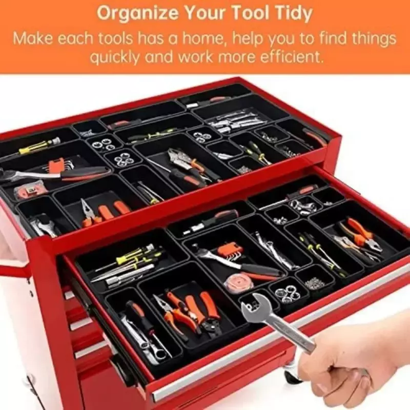 MELOrganization-Boîte à outils, ensemble d'évaluateurs Sync, établi, bacs d'armoire, coffre à outils, matériel de garage, 8 pièces, 16 pièces, 32 pièces